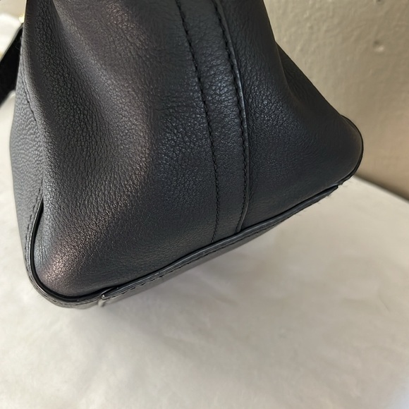 Tory Burch Half Moon Leather Satchel Black Gold Crossbody Convertible Bag - Picture 15 of 17